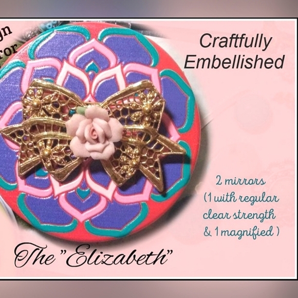 Compact Make-up Case Touch-up Magnifying Mirror Mandala Background Design - Picture 9 of 13